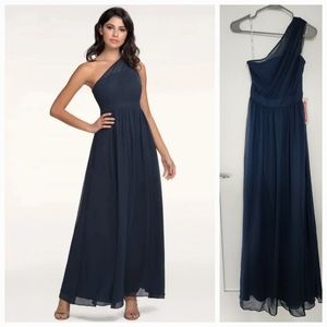 NWT Navy Blue One Shoulder Maxi Dress - Size Small